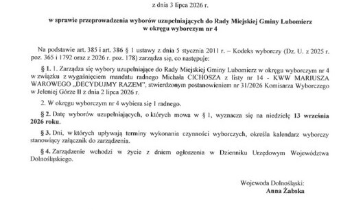 Wybory uzupełniające do Rady Miejskiej Gminy Lubomierz w okręgu wyborczym nr 4 (Lubomierz)
