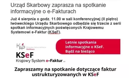 Urząd Skarbowy zaprasza na spotkanie informacyjne o e-Fakturach